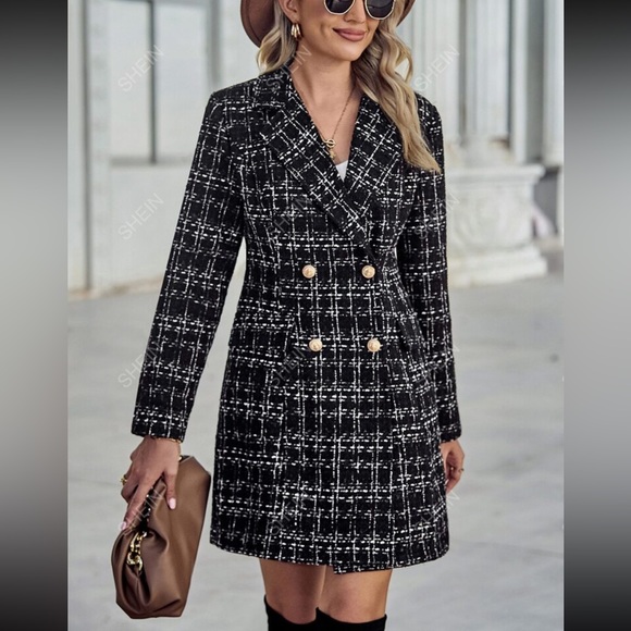 Plazacore plaid double breasted tweed overcoat jacket - Picture 1 of 6